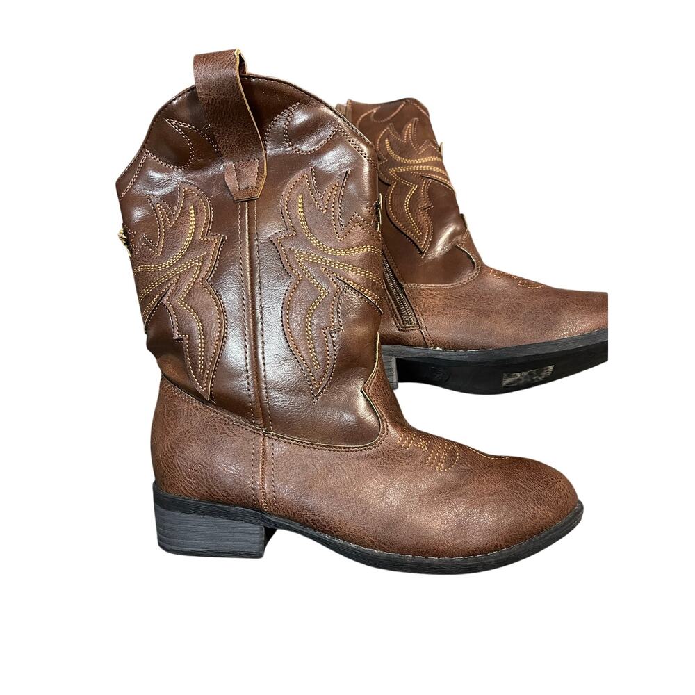 Frye & Co. Bailey Patch Brown Kids Cowboy Boots Size 4
